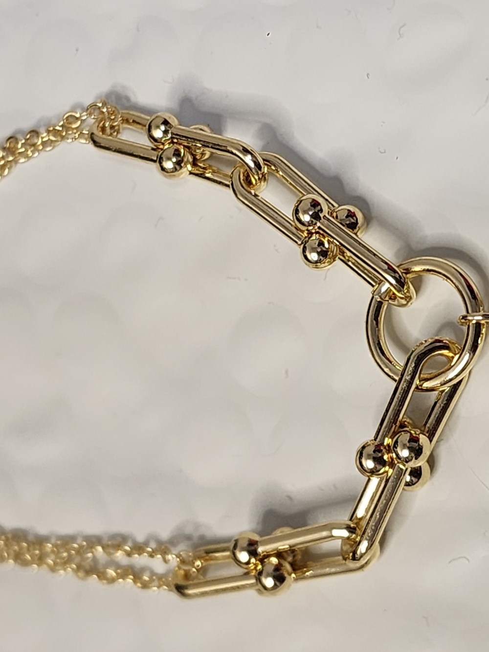 Gold Link Bracelet with Bead-Stud Accents-NWOT